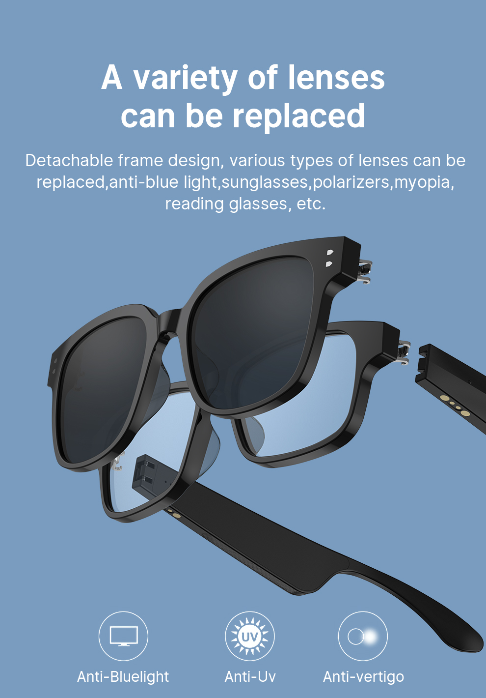 T2S-1 Smart Audio Bluetooth Glasses - Buy Polarizing Blue Light ...
